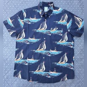 Brooks Brothers Nautical Print Navy Blue Men's Shirt Size Medium